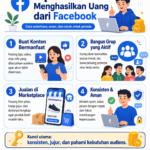 Temukan tips menghasilkan uang dari Facebook lewat konten, grup, dan Marketplace dengan cara sederhana, aman, dan cocok untuk pemula.